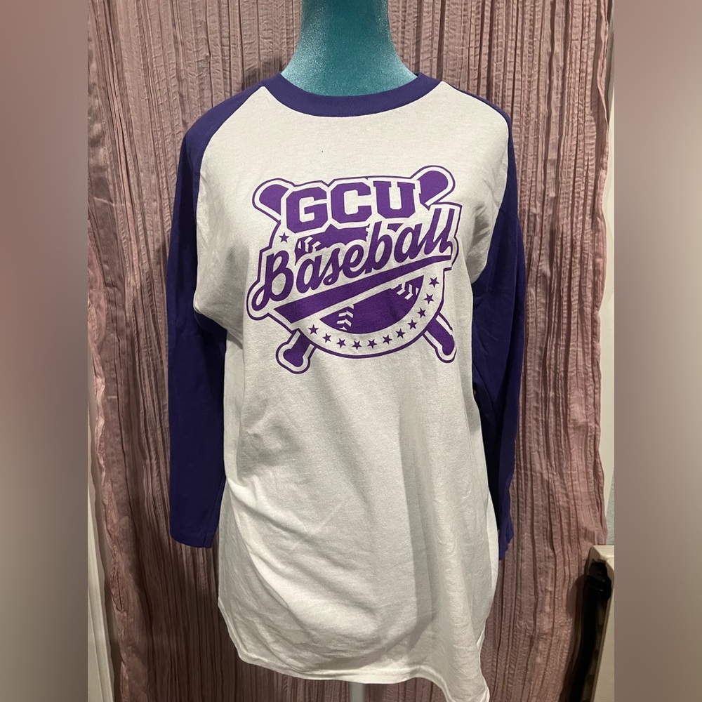 GCU Purple and White Long Sleeve Tee with Sporty Graphic